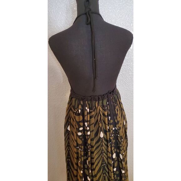 Mara Hoffman Brown Green Black Halter Maxi Dress Open Back - Picture 12 of 15